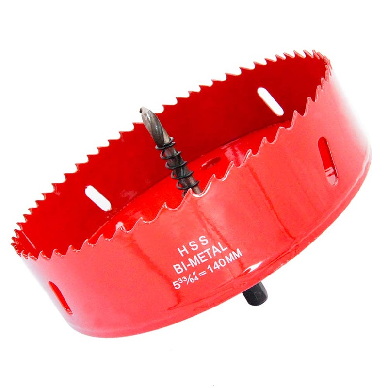 Laiwei Hole Saw Drill Bit LAIWEI HSS Hole Cutter with Arbor for Wood,PVC Board and Plasterboard(5-1/2"(140mm Hole Saw)) - Image 1